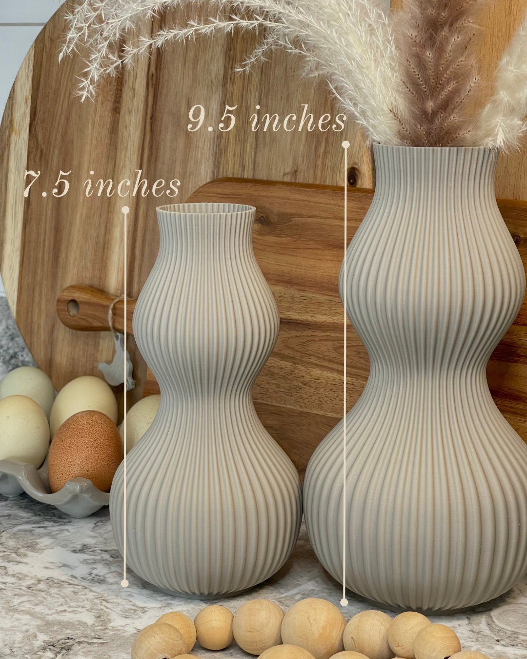 Vase for Dried Flowers | Smokey Beige | Home Decor | 3D Printed Vase | Plant Based Material | House Warming Gift