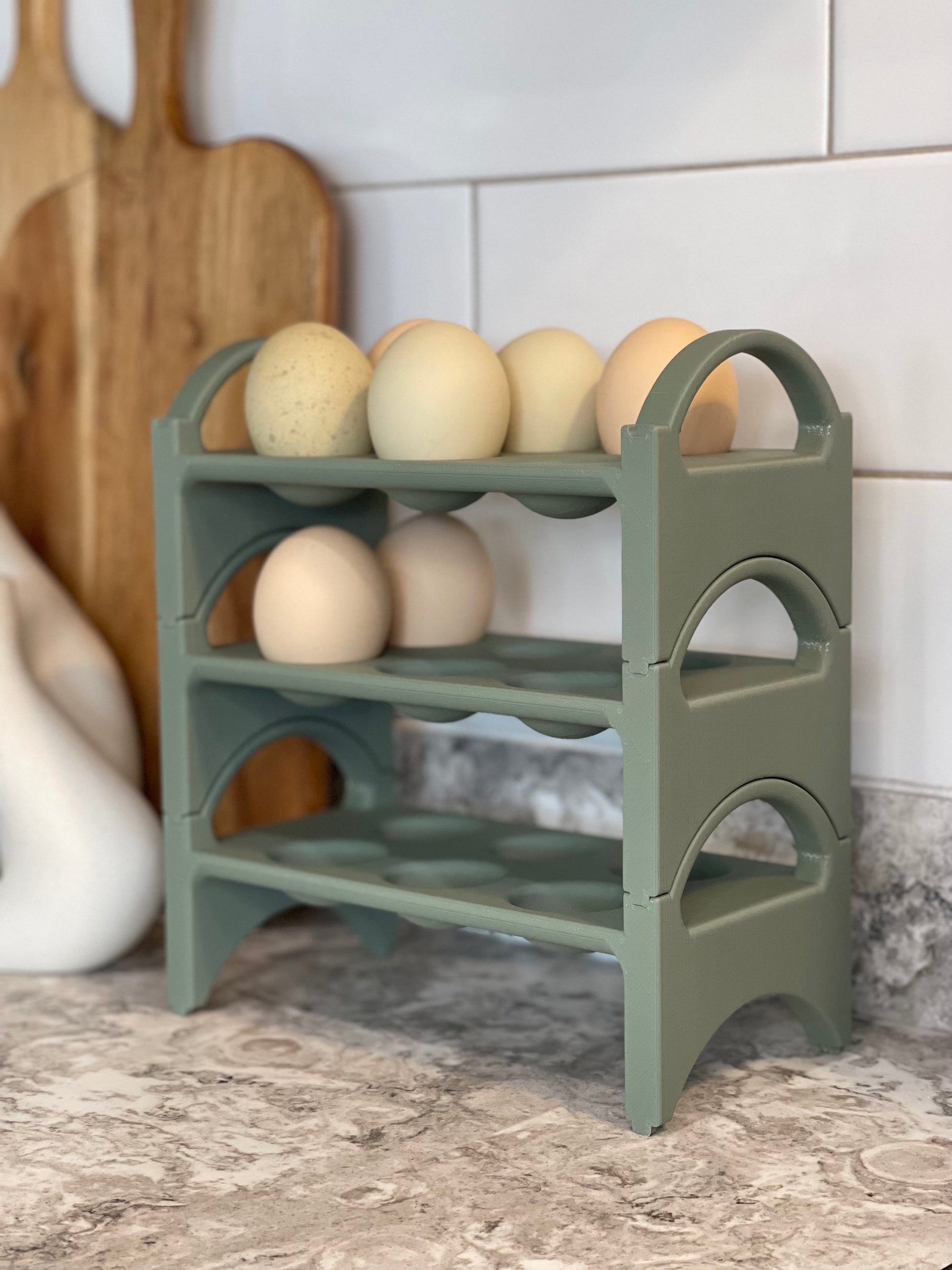 Gui's Chicken Coop Stackable Egg Holder for Refrigerator and Kitchen  Countertop Organizer, 12 Egg Container, Top Rack 