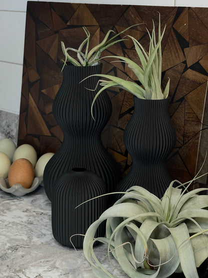 Small Vase for Dried Flowers | Moody Black | Home Decor | 3D Printed Vase | Plant Based Material | Ceramic Modern Look | House Warming Gift